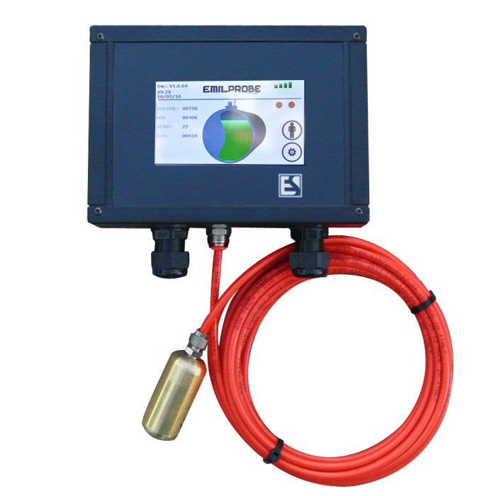 Tank monitoring unit with touchscreen display and float sensor cable