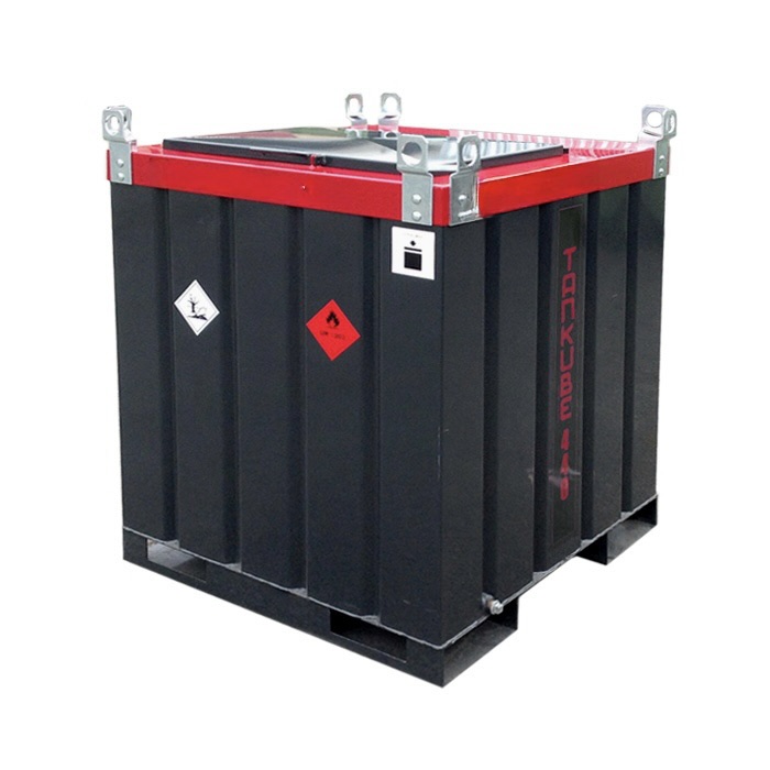 TankCube bunded fuel cube with lifting eyes and hazard placards