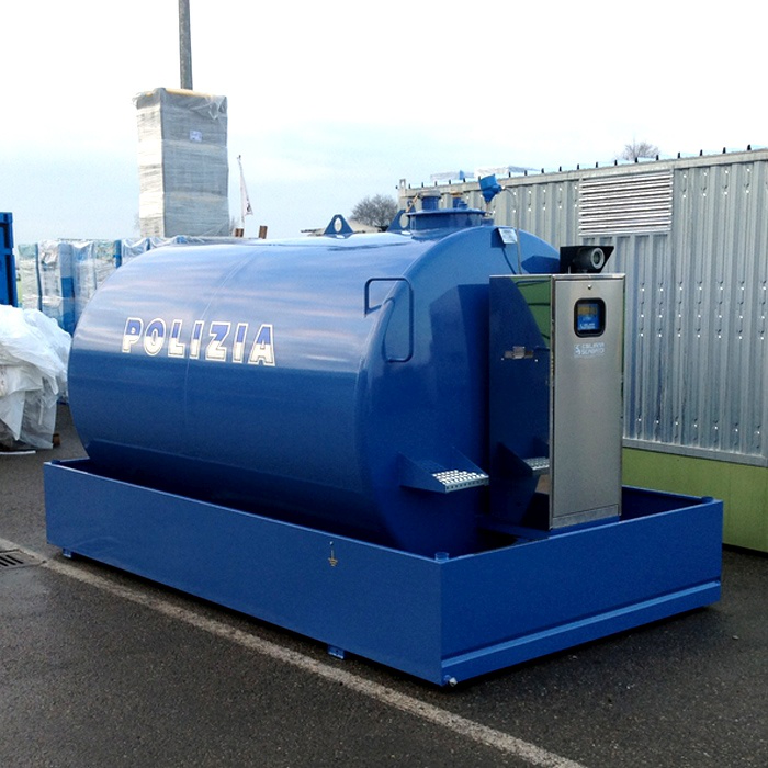Fleet fueling station with bunded tank and stainless dispensing cabinet